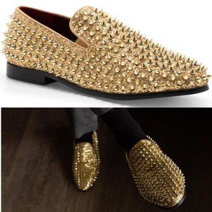 J75 BY JUMP Luxor Spike Studded Men's Slip-On Loafer Shoes Size 11 Gold NEW